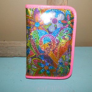 Vintage Y2K Lisa Frank Glitter Groovy Love Zip Planner Organizer RARE